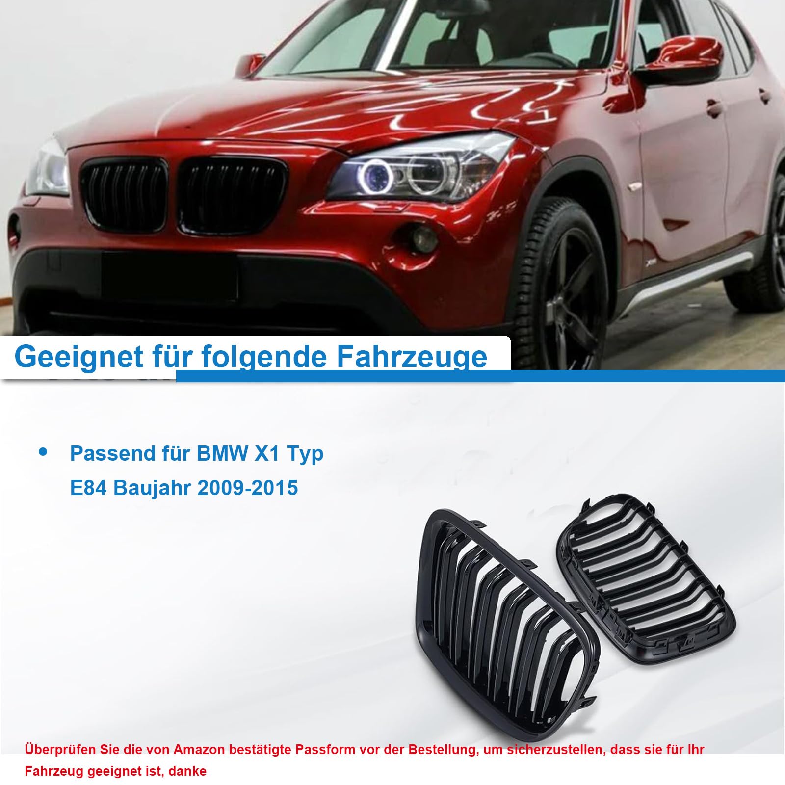 Sportieve Grille geschikt voor BMW X2 F39 dubbele spijl glans zwart