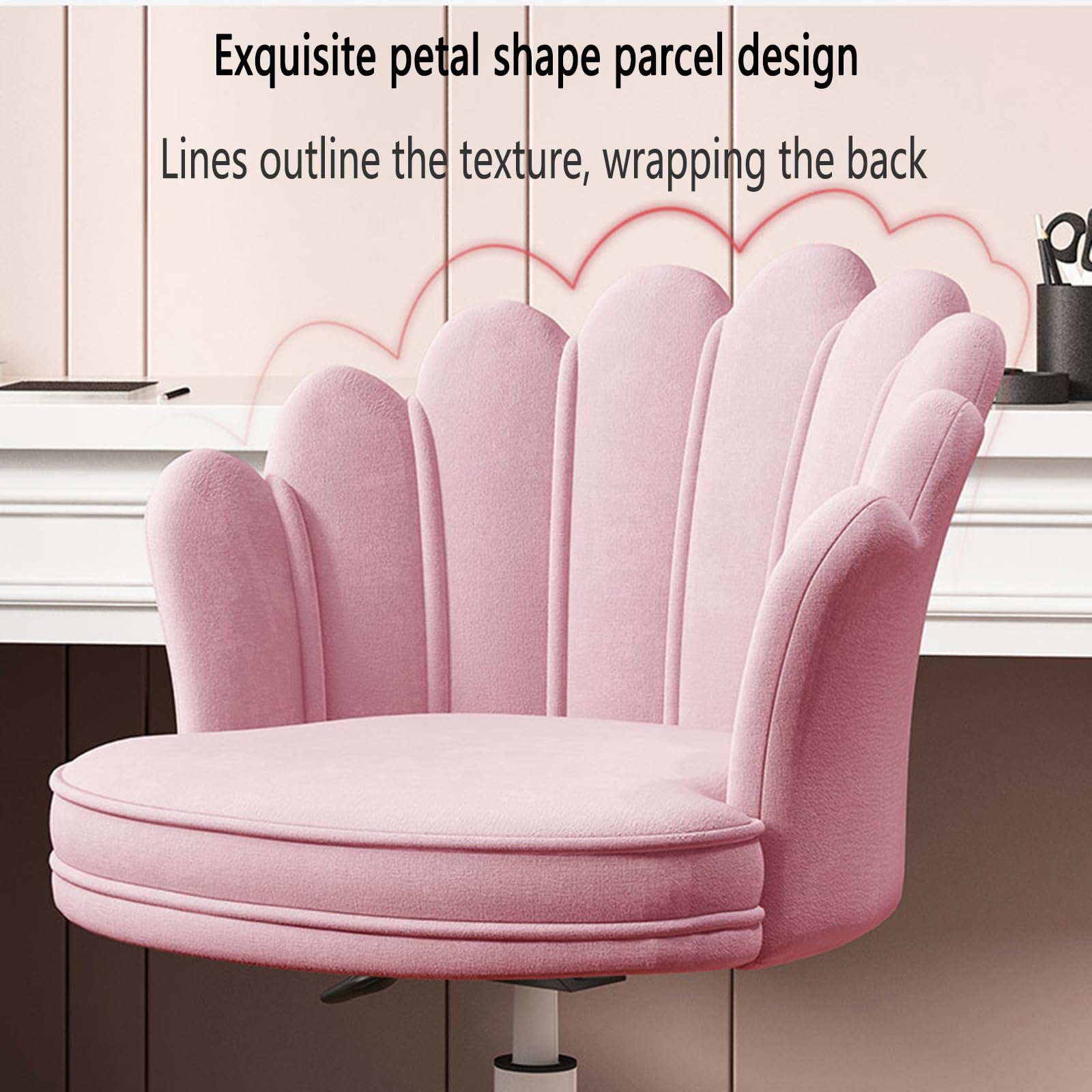 Silla de escritorio ajustable de terciopelo con respaldo de barril giratorio, para el hogar, oficina, maquillaje, tocador, estudio, dormitorio, elegante sillón de terciopelo