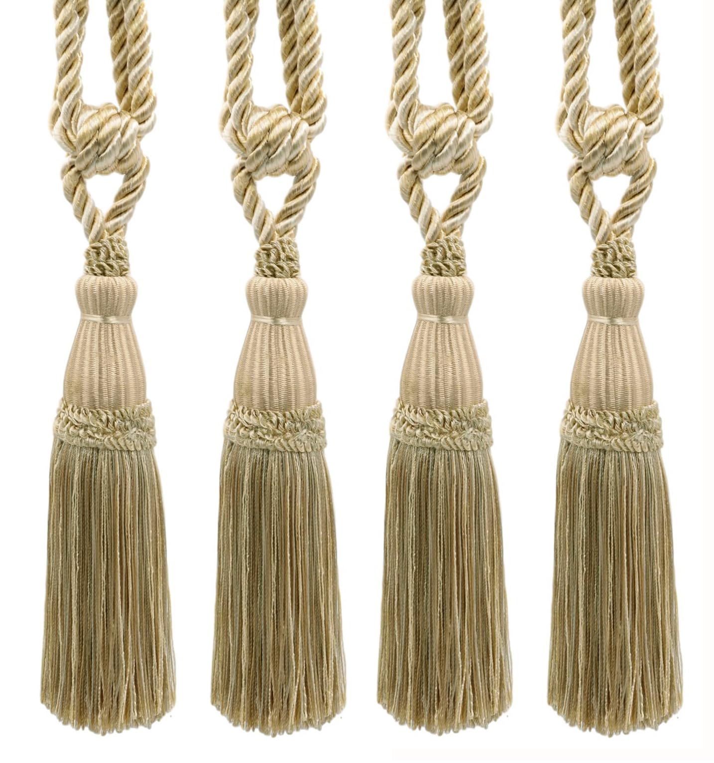 Set di 4 eleganti fermatenda Oyster, Kasha, conchiglie, arenaria e nappa, 22 cm di lunghezza, 76 cm di estensione (abbraccio) Stile # TBC085 (8368) Colore: Dreamsicle – PR01