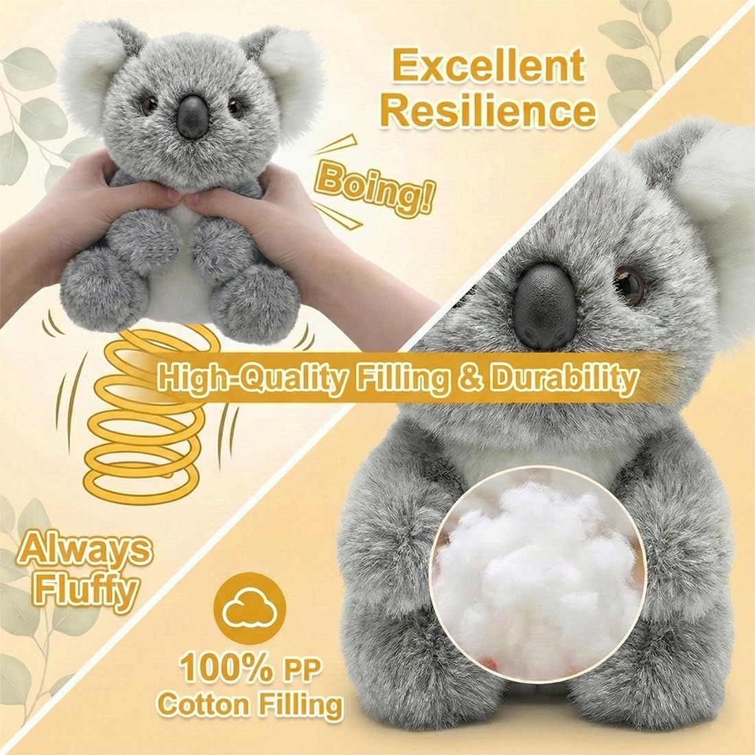 Peluche De Koaly Ultrasuave, Koala Peluche Koala, Ultra-Soft Koa-la Plush, Suave compañero de pelu-che de Koa-la, Juguete de pelu-che para abrazar koaly, Simpáticos Koalys Realistas, para niños, 14cm — view 3
