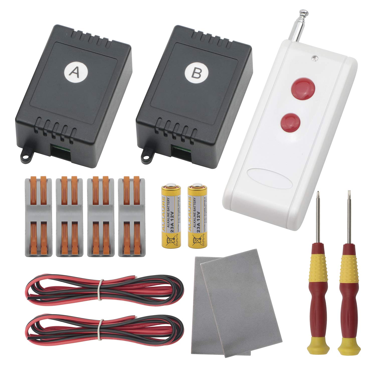 Senmod Learning Type 1-Ch Remote Control Switch DC 6V 433Mhz Self Locking and Momentary with Antenna Transmitter Receiver Along with Wire and Wire Connector