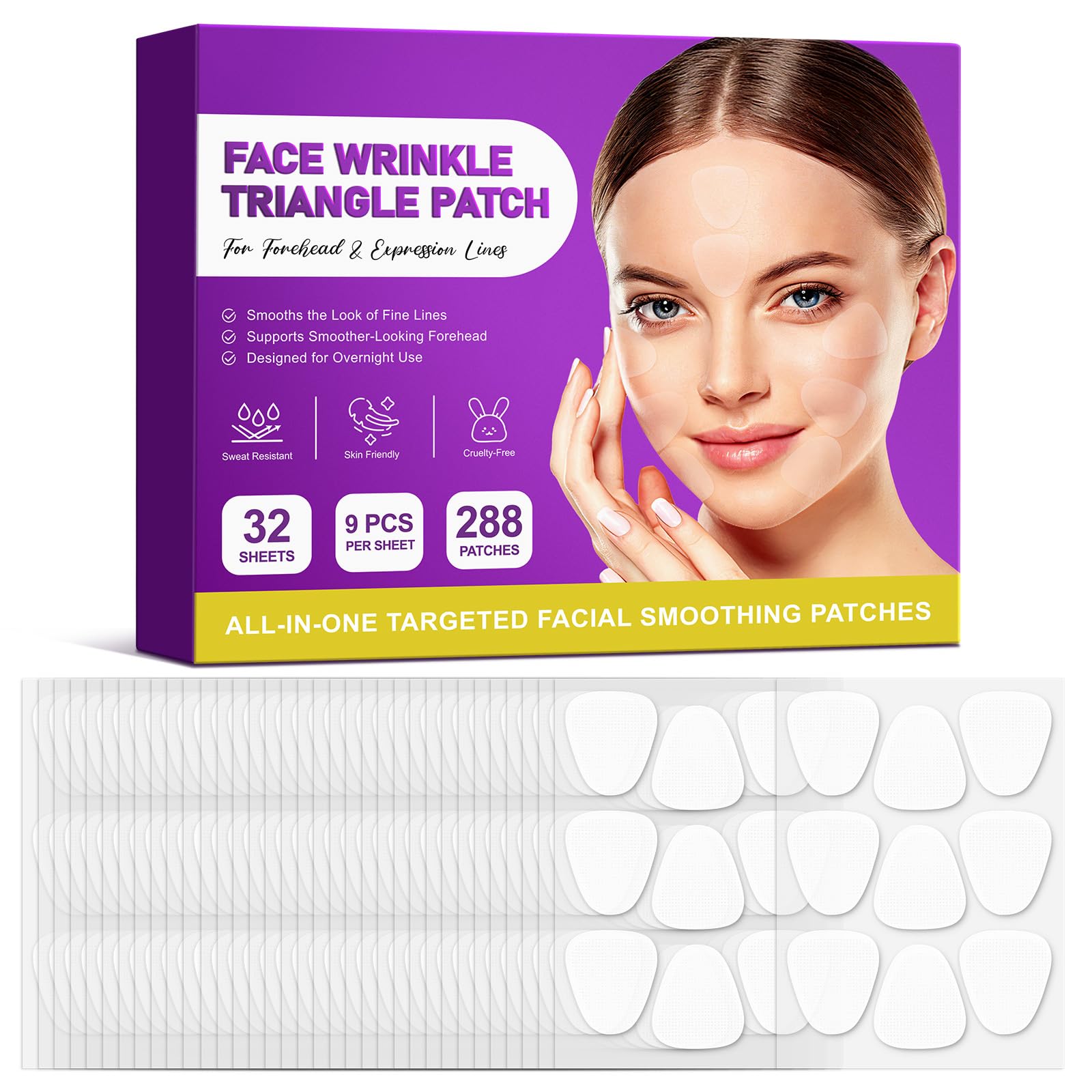 Dreieckige Pflaster Gegen Gesichtsfalten, Zornesfalte Pflaster, Forehead Wrinkle Patches, Mildert Das Erscheinungsbild Feiner Linien, Sorgt FüR Eine Glatter Aussehende Stirn 288p