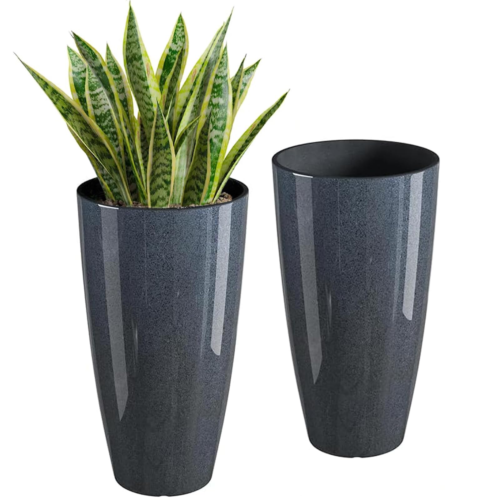 QCQHDU 21 inch Tall Planters for Outdoor & Indoor Plants, 2 Pack Sturdy Plant-Flower-Tree Pots for Front Porch Patio Deck Living Room Decor