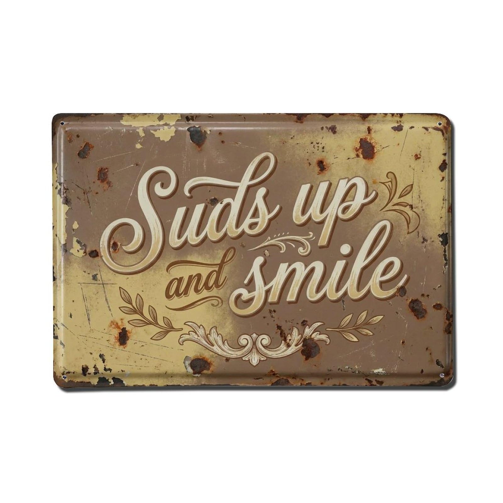Olhnbad Style Suds Up And Smile Hand Washing Quote Farmhouse Metal Tin Sign