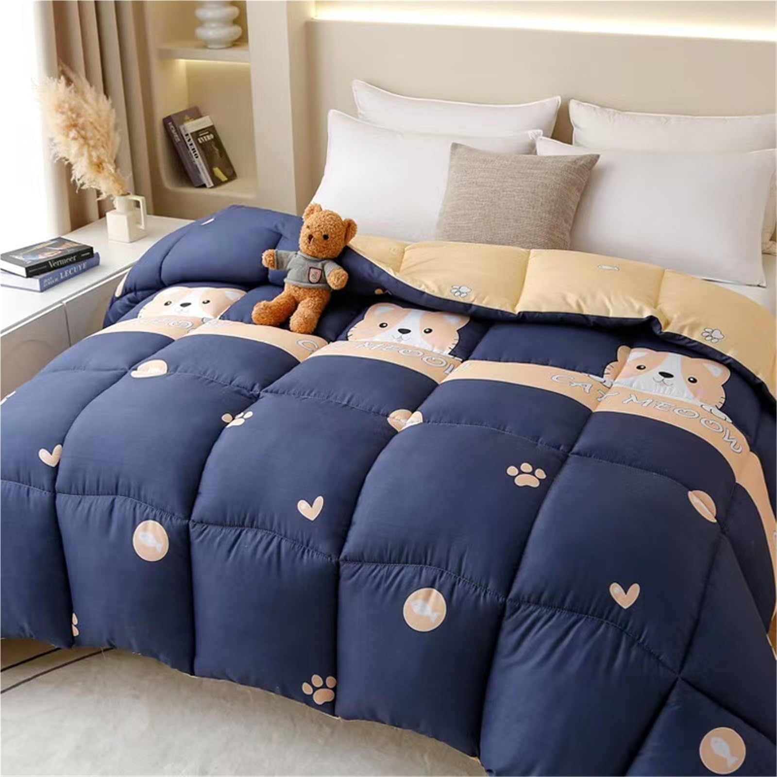 LLiuvcc Quilt Winter Thick Models Double Quilt ，Warm Thickened Breathable Cotton Fluffy Supers Soft，Suitable for Cold Weather(Color4,200x230CM(4KG))