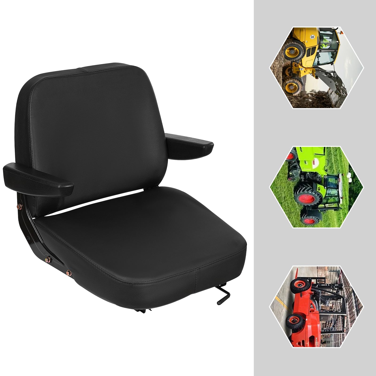 Asiento Universal para Tractor Con Reposabrazos - Ajustable y Ergonómico para Vehículos, Carretillas Elevadoras, Tractores y Excavadoras