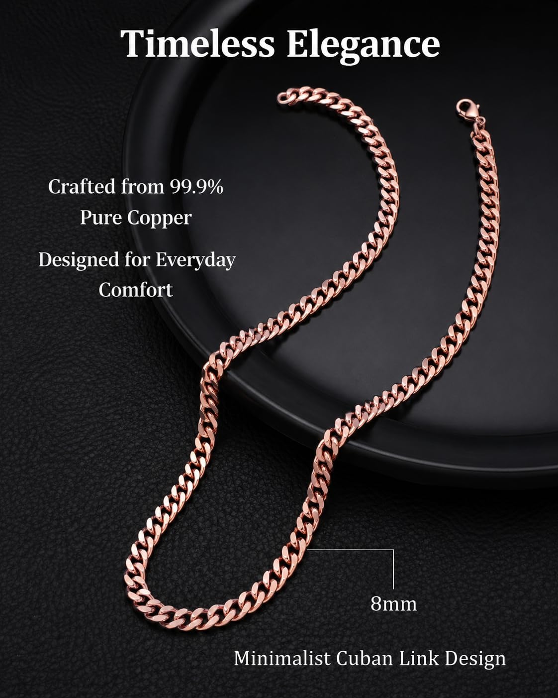 BioMag Cuban Link Chain for Men Women, 18"/20"/22"//24" Length Copper Mens Chain Miami Cuban Necklace Hip Hop Jewelry Gift, 5/12mm Wide