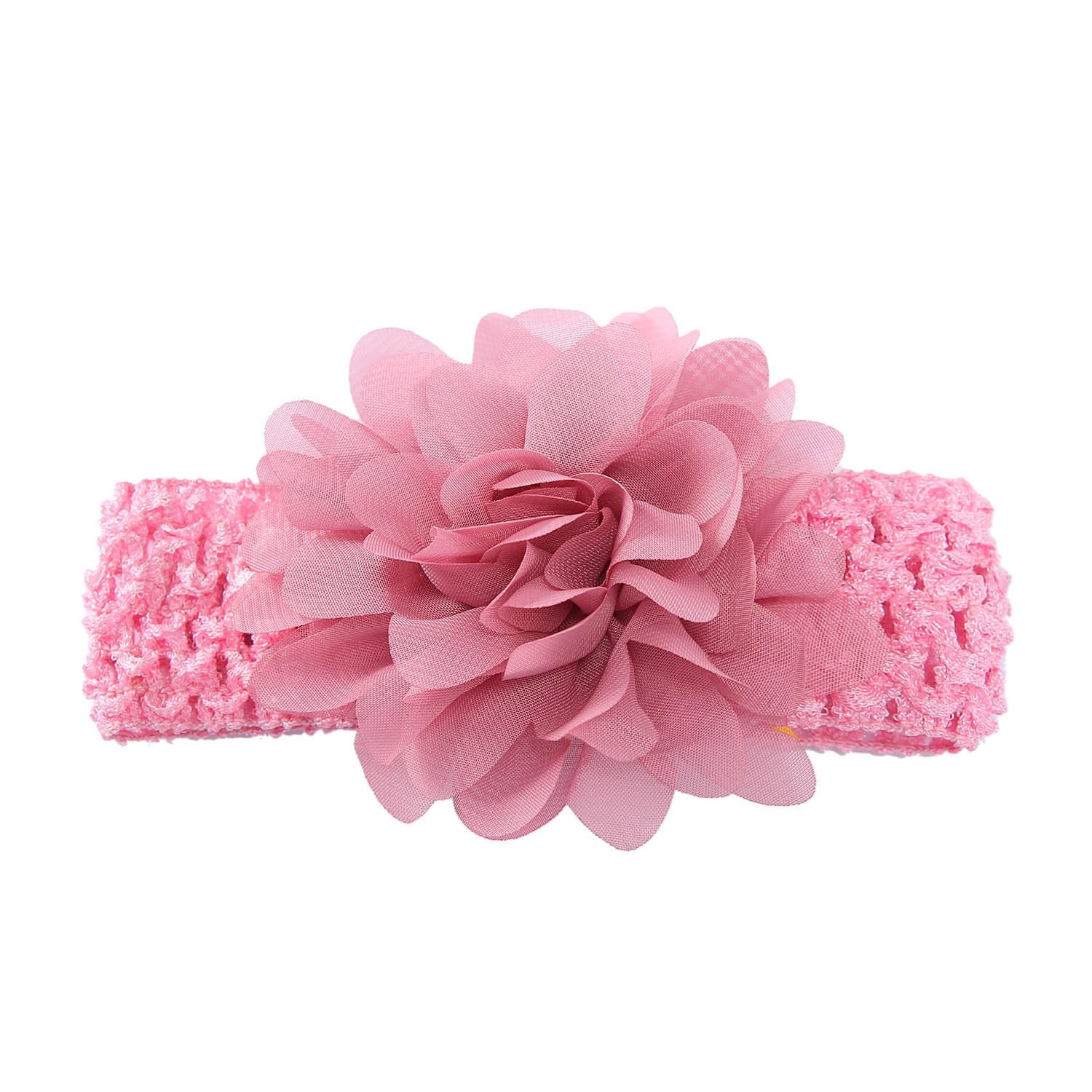 Pack of 2 Stretchy Hair Bands with Large Flowers, Baby Headband, Coloured Chiffon Headbands, Cute Headwear, Delicate Flowers, Hair Accessories, Headwraps for Babies, Newborns, Infants, Dusky Pink โ image 1