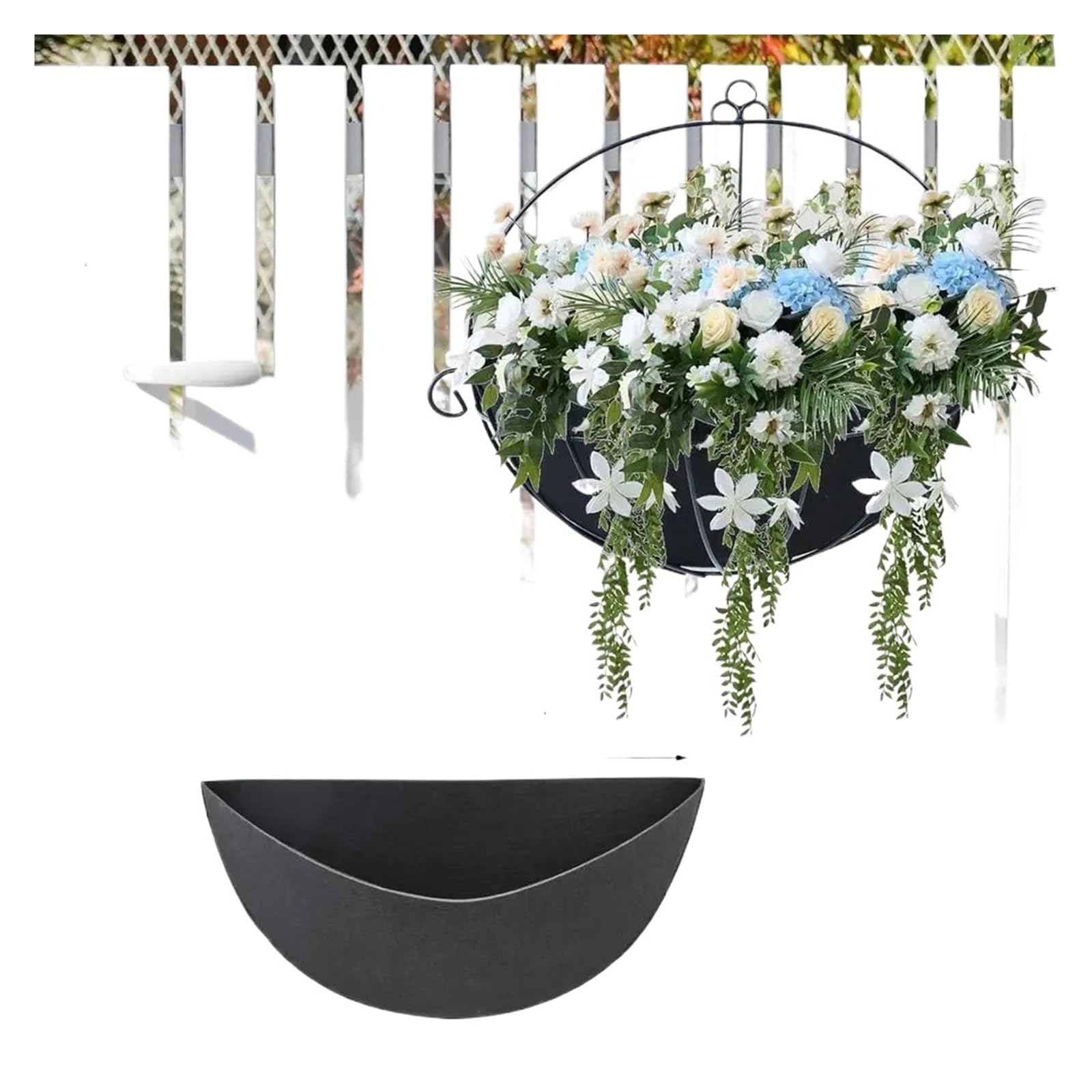 AYWTIUN Felt Planter Liner Fabric Planter Liner 3pcs Half Round Felt Flower Basket Plant Garden Decoration Replacement Liners for Wall Hanger(14inch)