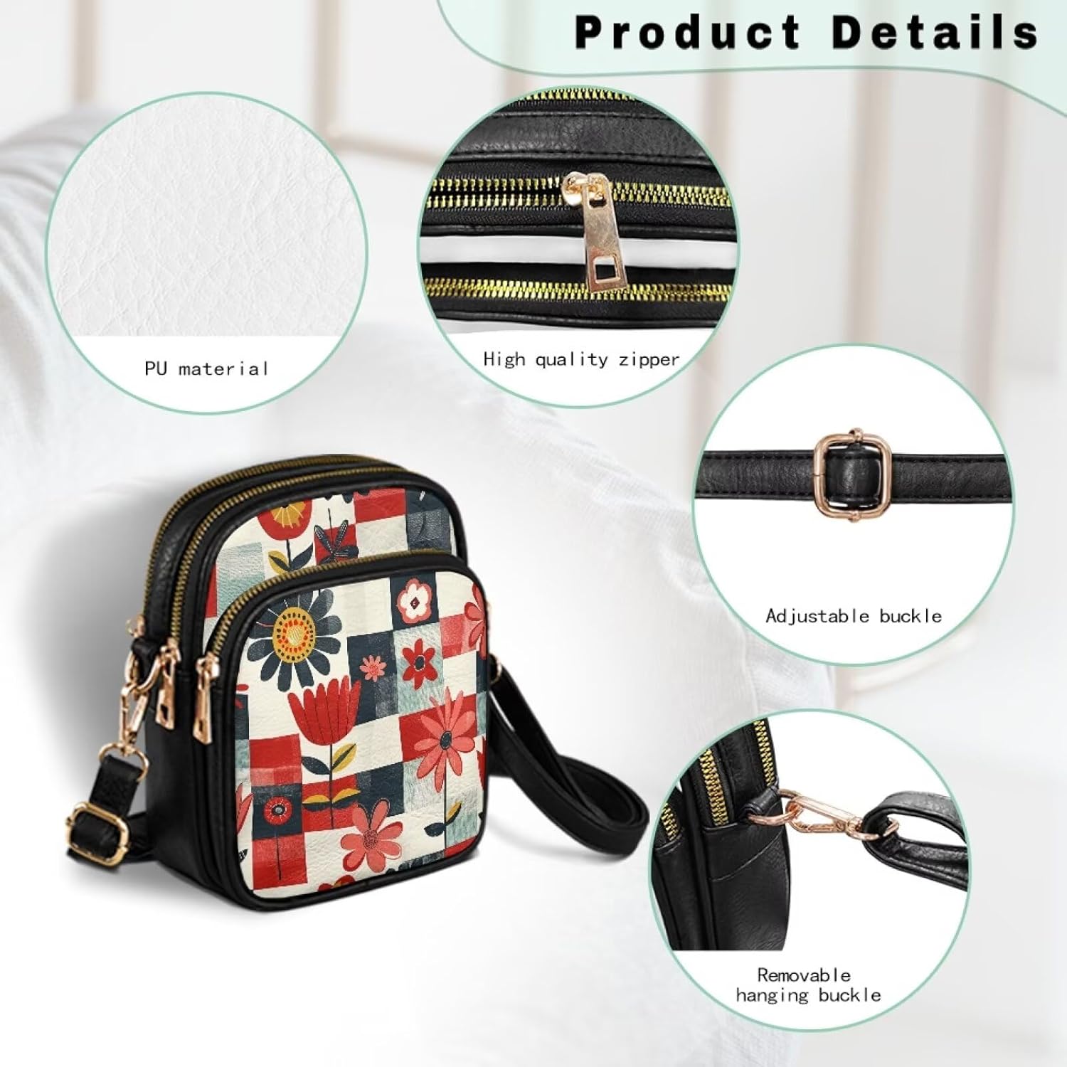 Multi Pocket PU Leather Casual Crossbody Bag for Women