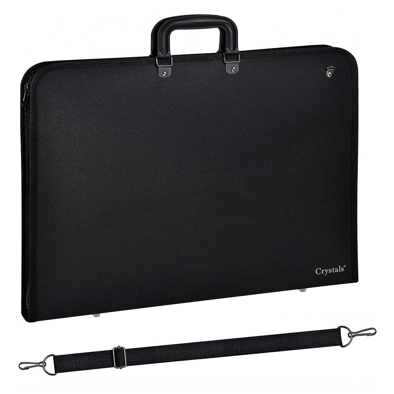Crystals A3 Art Portfolio Case – Artist Carrying Folder Bag with Shoulder Strap, Weather-Resistant Drawing & Painting Storage Bag, Artwork & Projects Portfolio for Sketches, Black