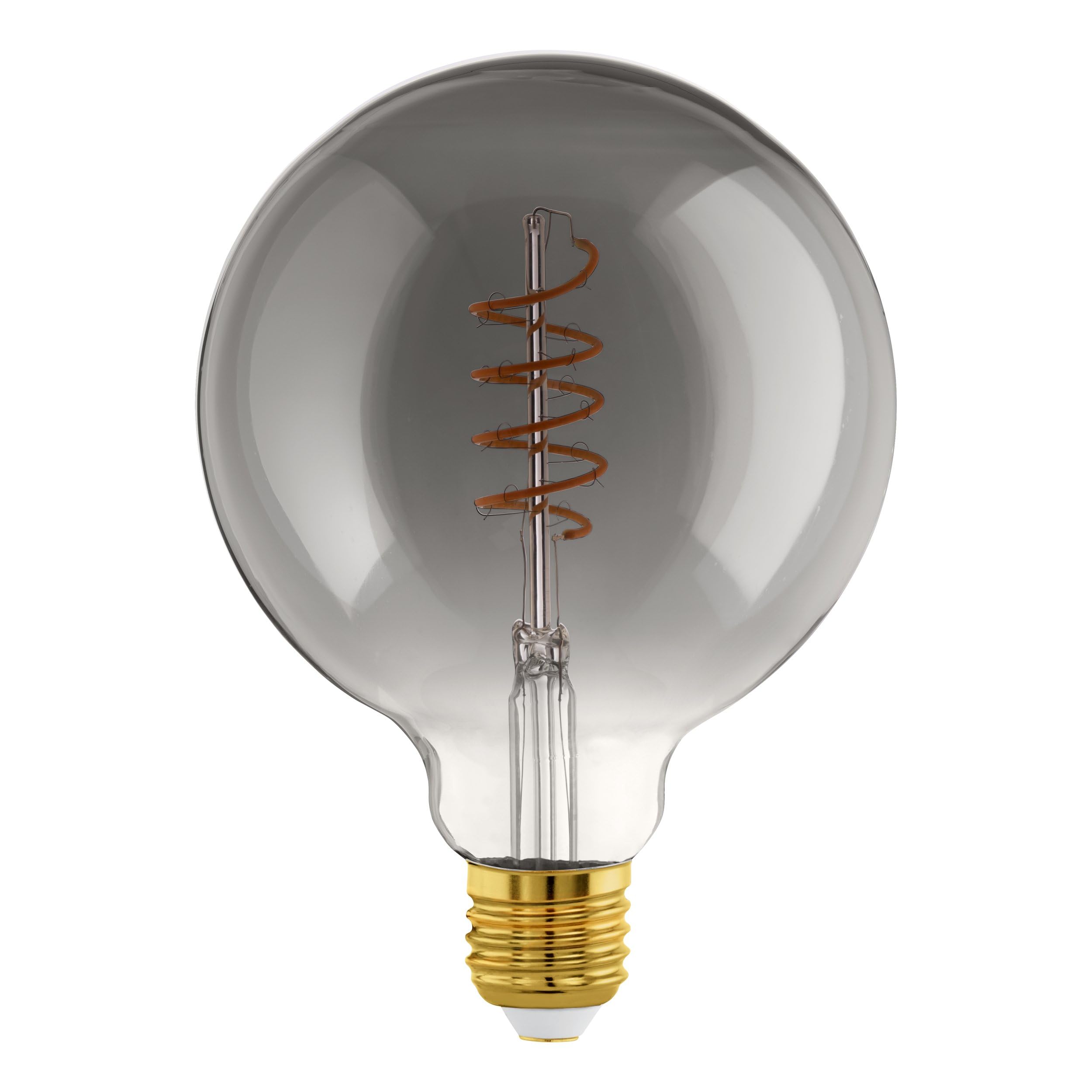 Eglo Black-Transparent Dimmable E27 Led Globe, Vintage Spiral Filament Light Bulb, Edison Lamp For Retro Lighting, 4 Watt, 100 Lumen, Warm White Glow, Black Transparent, 2000K, G125, Ø 5"