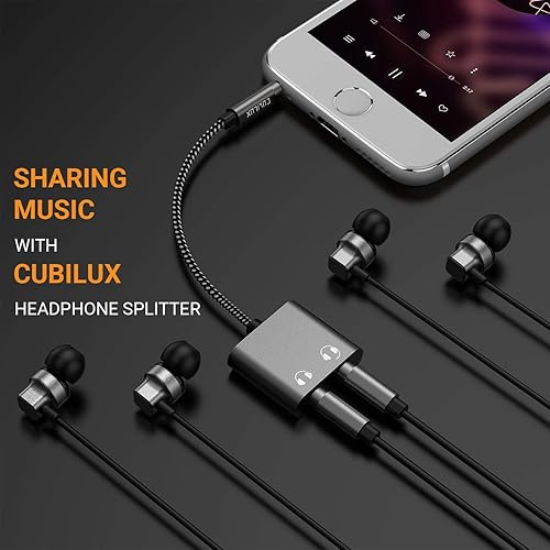 Miniatura 10 de Cubilux Adaptador de auriculares dual USB C, tipo C a doble divisor de audio de auriculares de 0.138 in compatible con iPhone 15+15 Pro Max, iPad 10