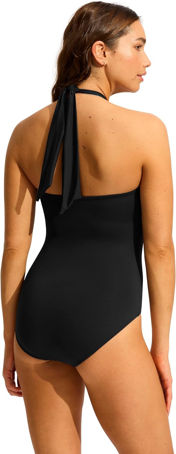 Seafolly Womens Halter Plunge One Piece Swimsuit