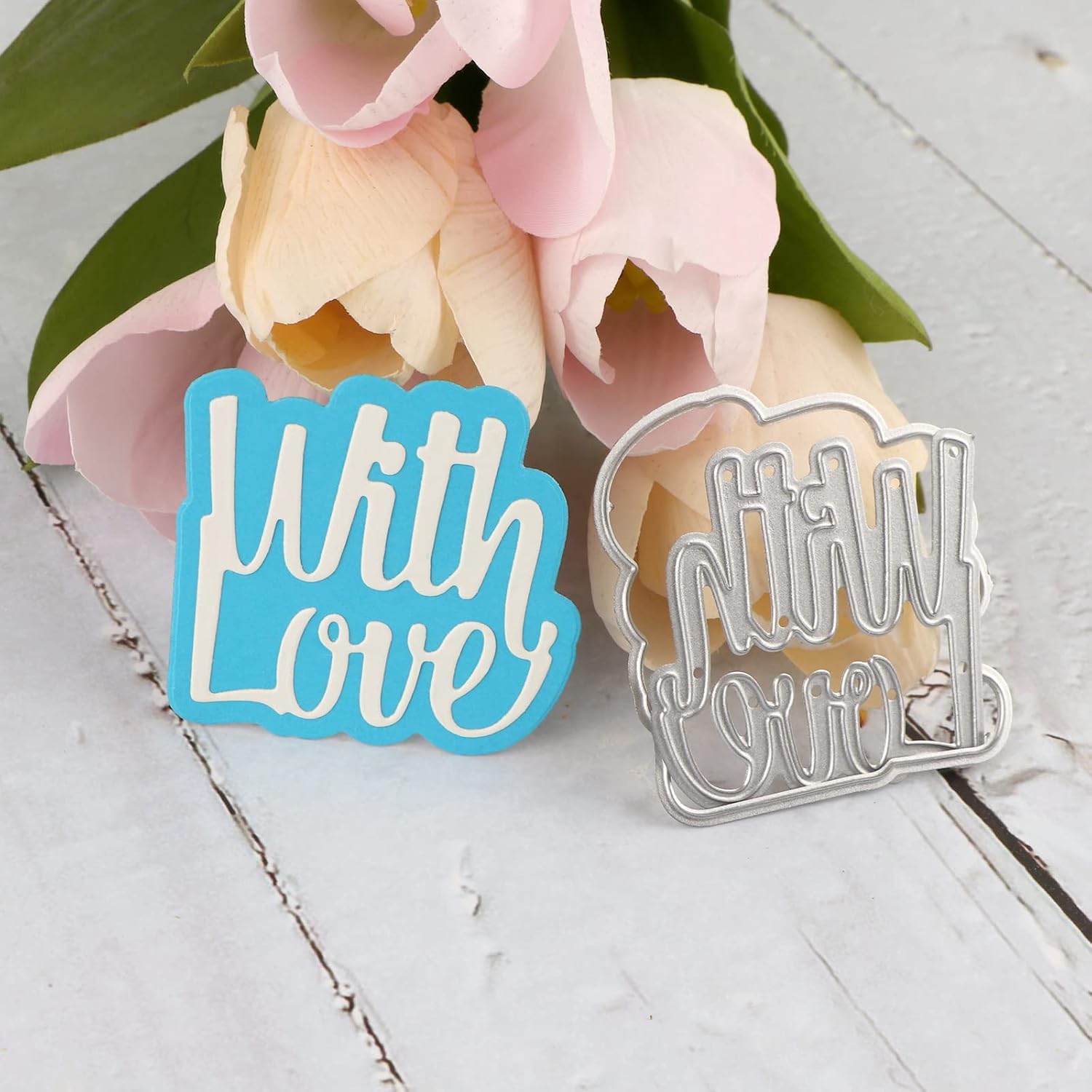 Briartw Romantic Sweet with Love Words Phrases Sentiments Cutting Dies for Card Making,Thinking of You, Just Because,with Love,Best Wishes,Embossing Scrapbooking Handcraft Decoration Cards