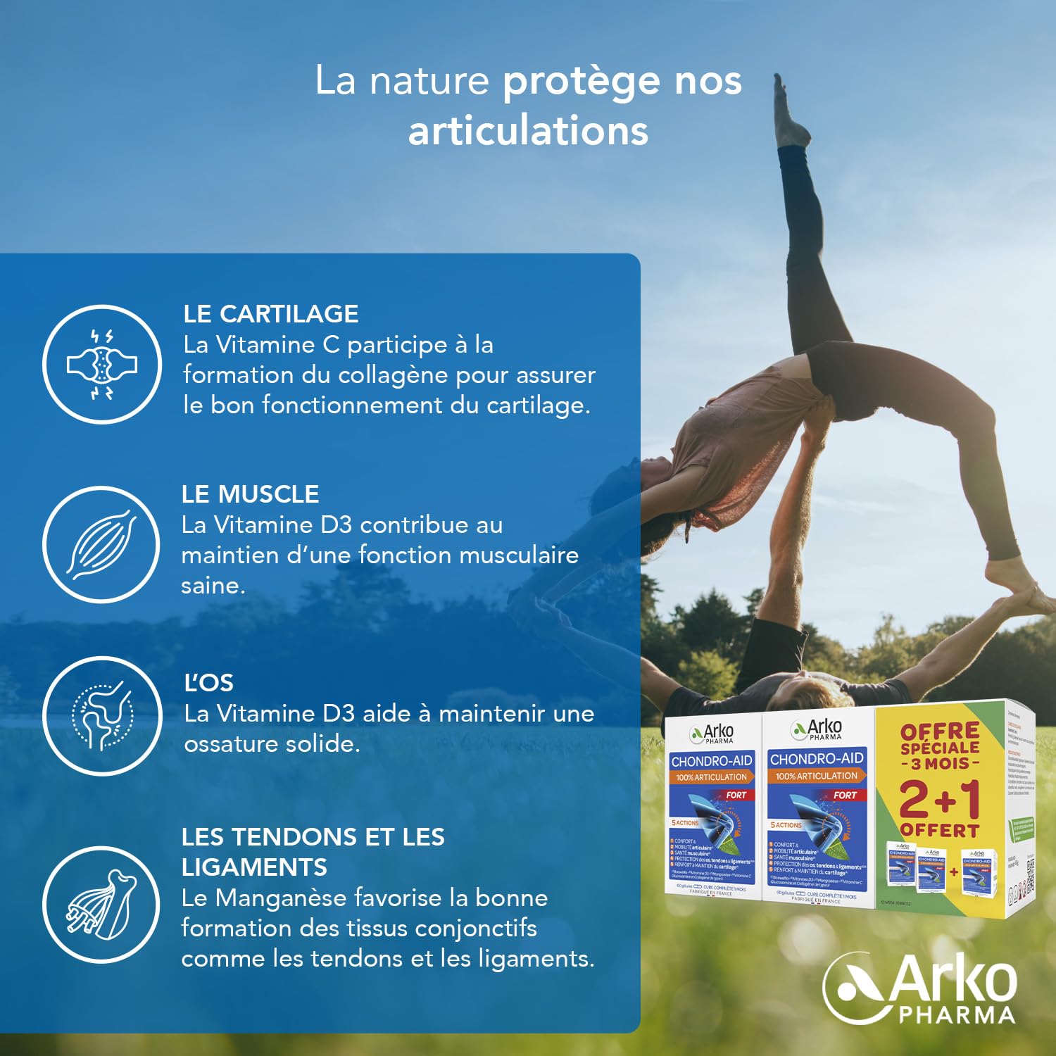 Arkopharma - Chondro-Aid 100% Articulation | Flexibilité et Bien-être Articulaire - Mobilité et Souplesse - Articulations - Gênes Articulaires | 3 Mois - 180 gélules