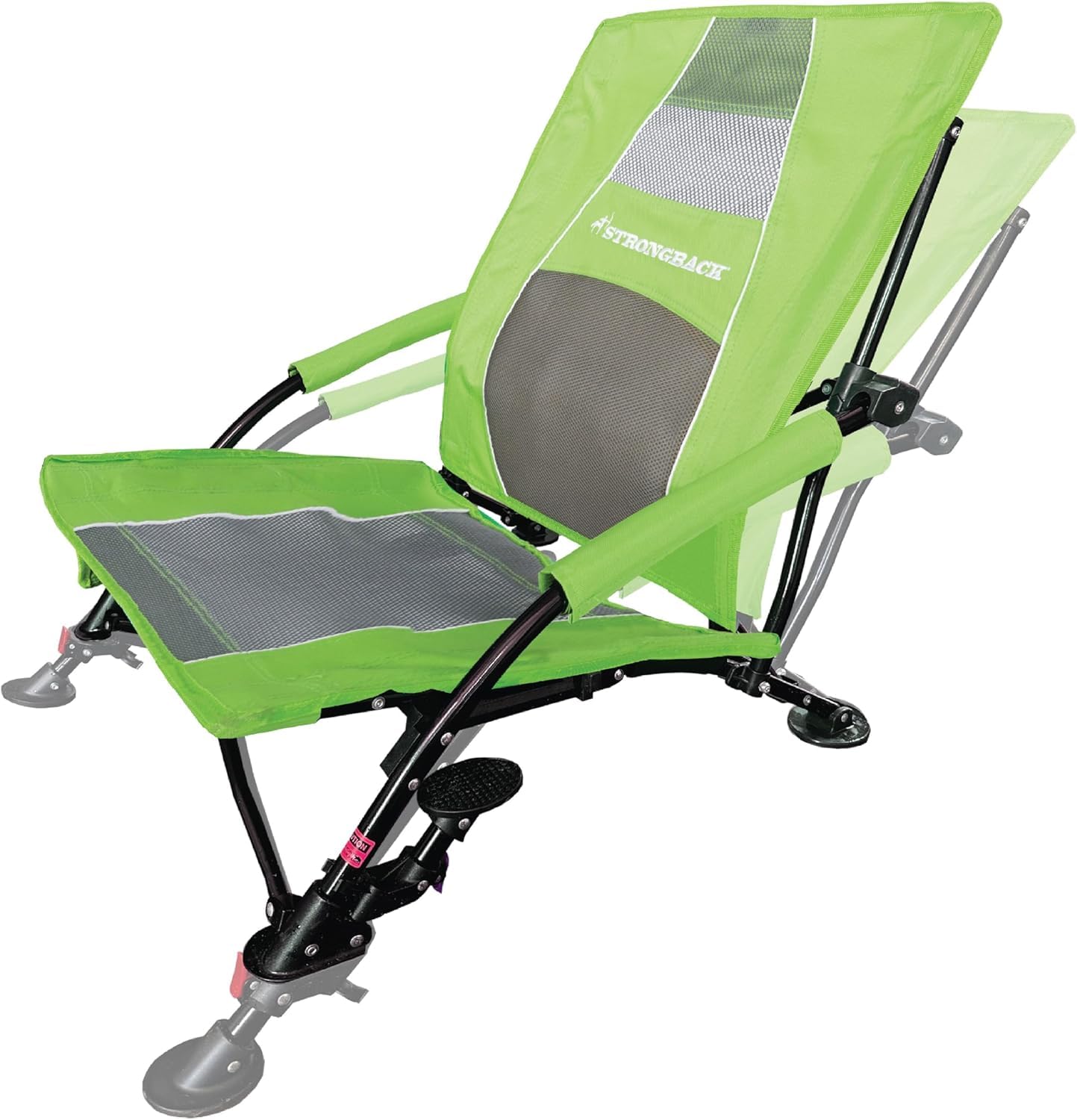 STRONGBACK Beach Chairs - Low Gravity Recliner Portable Beach Chair - with Built-in Lumbar Support, Heavy Duty Folding Beach Chairs, Great for Travel, Lime Green