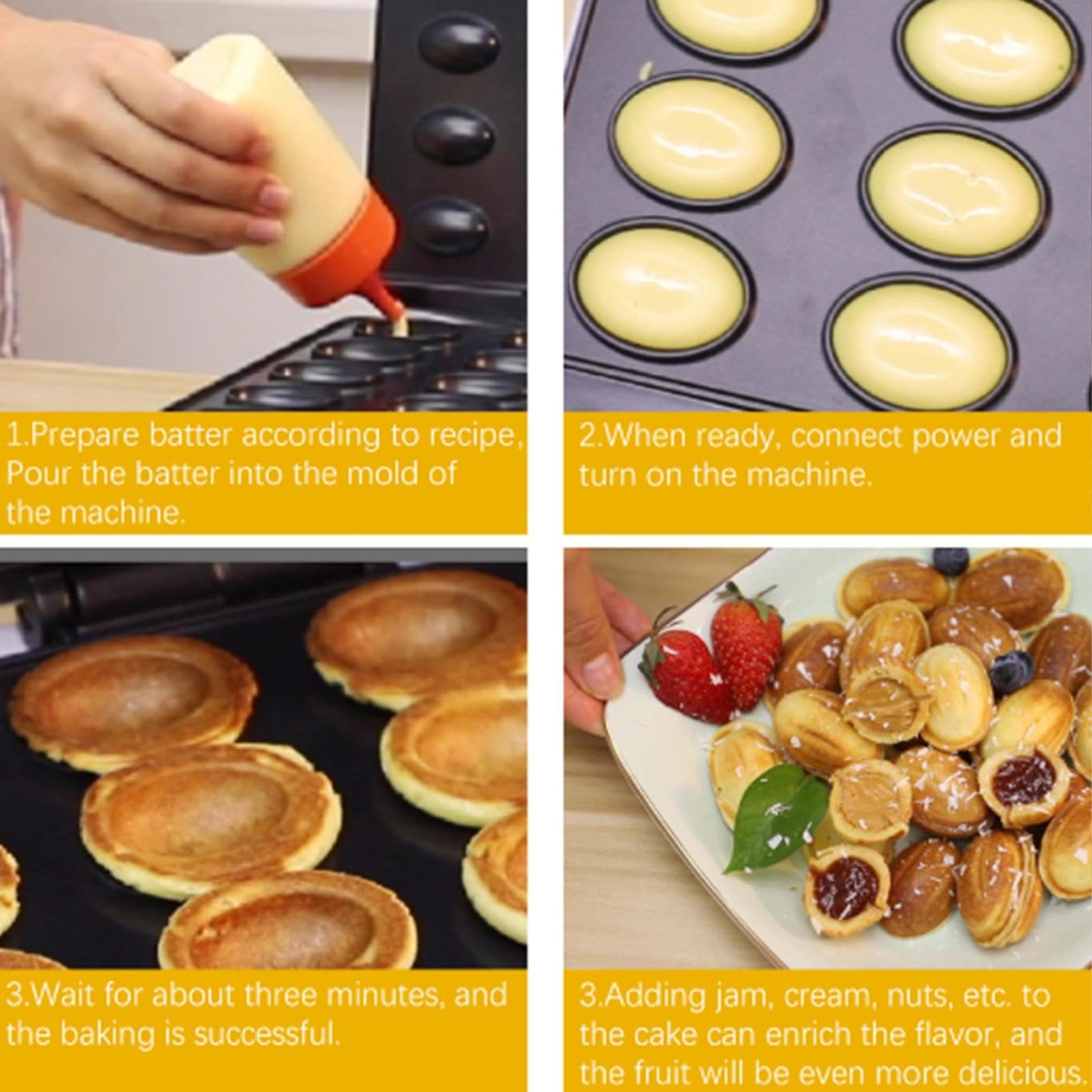 Macchina per torte alle noci Piastra Da Forno Elettrica Antiaderente Per | Torta Elettrodomestico di cucina per colazione, snack, , waffle e pane