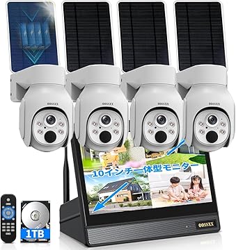 【OOSSXX】ワイヤレス防犯カメラセット 300万画素 ワイヤレス防犯カメラ セット 2台 1TB HDD内蔵 AI人体