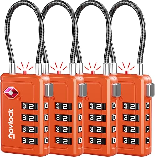 Cerraduras de equipaje aprobadas por la TSA Indicador de inspección, combinación de 4 dígitos, aleación de zinc duradera para maletas, mochilas,