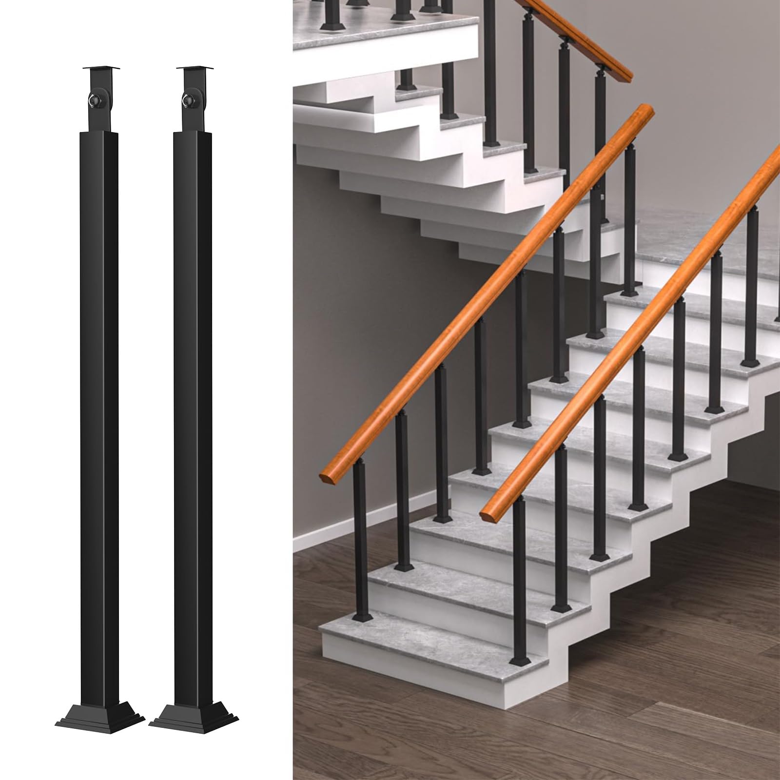 Rambarde d'escalier en fer forgé durable contre l'usure noire