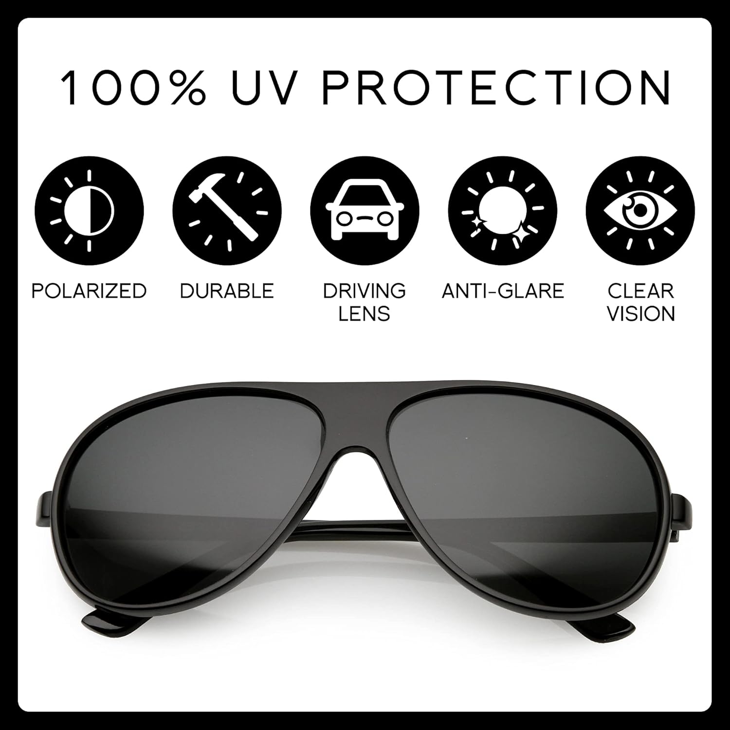 zeroUV 70s Retro Aviator Sunglasses for Men and Women, Vintage UV400 Blue Blocker Glasses 61mm - Image 2