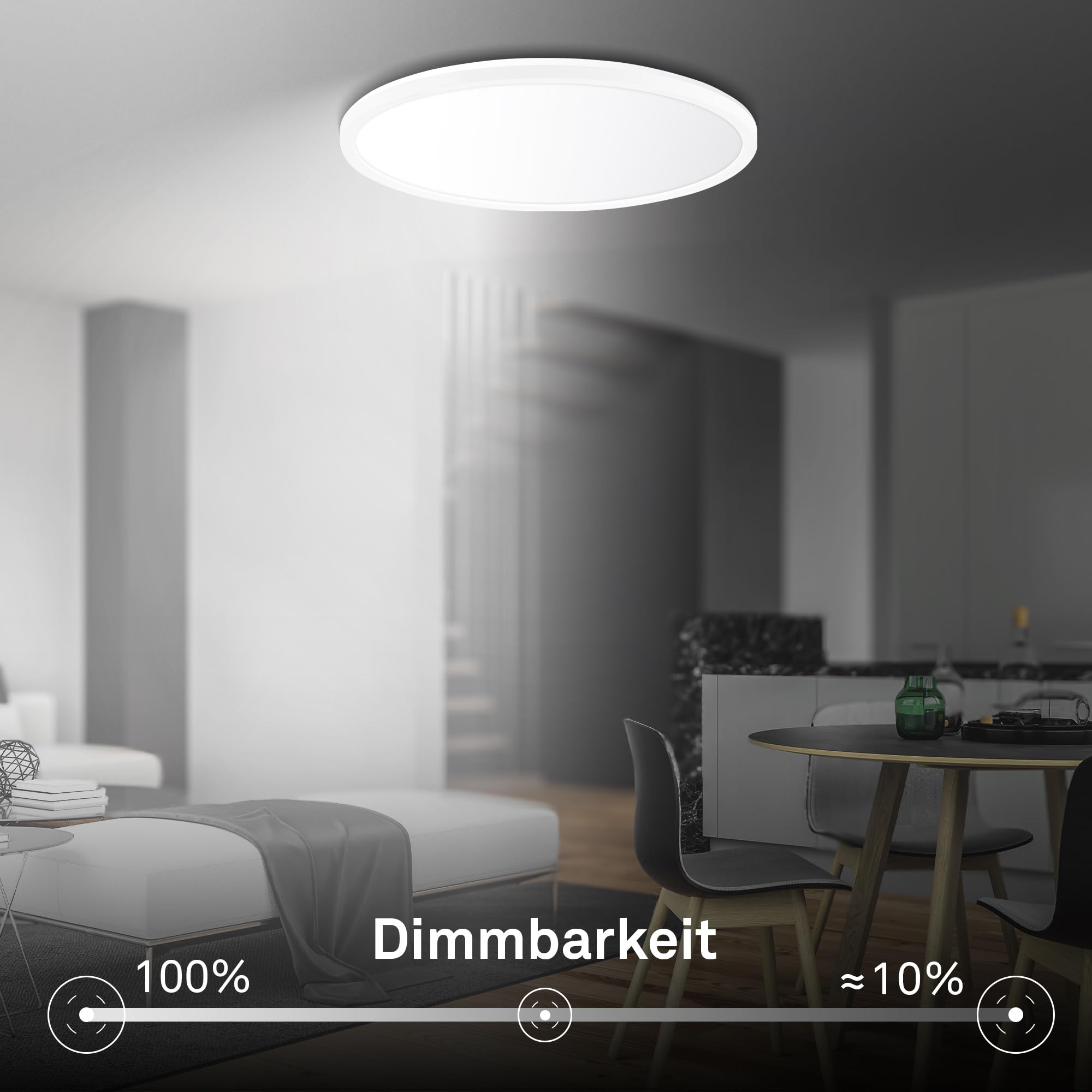 BRILONER - Panel LED, KEE A źródło światła, 14W 3000lm, płaski, CCT, pośrednie światło, do salonu, przedpokoju, kuchenna, lampa LED, 42x3 cm, biały
