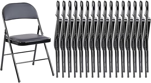 Miniatura 35 de Sillas plegables Sweetcrispy 8 unidades, sillas plegables de plástico con capacidad de 330 libras, silla portátil de metal resistente, fácil de usar