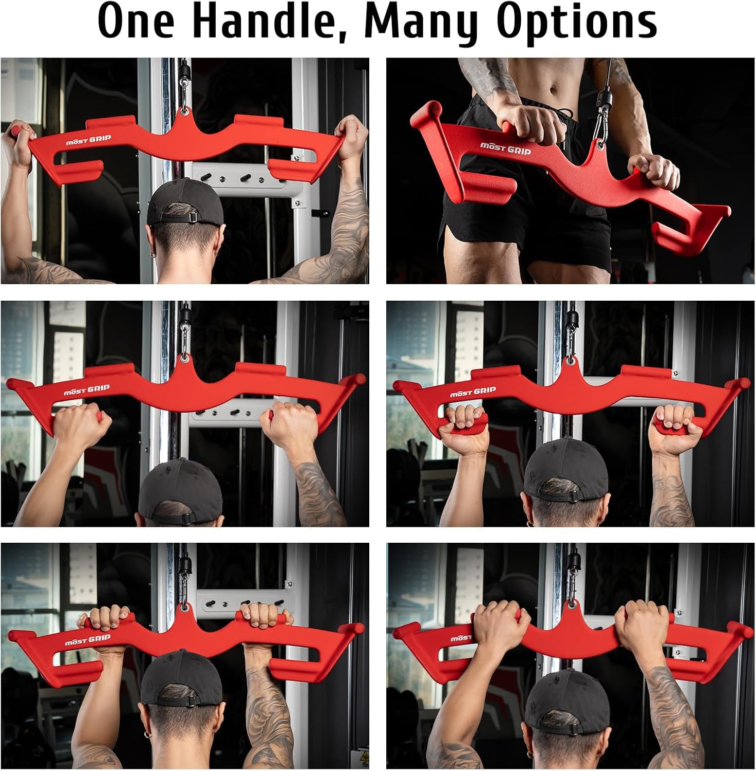 LAT Pull Down Bars Set, Triangular Stability LAT Pulldown Attachments with 8 Ergonomic Handles for Whole Back Training, Non-Slip Cable Machine Attachment for Gym Home Workout