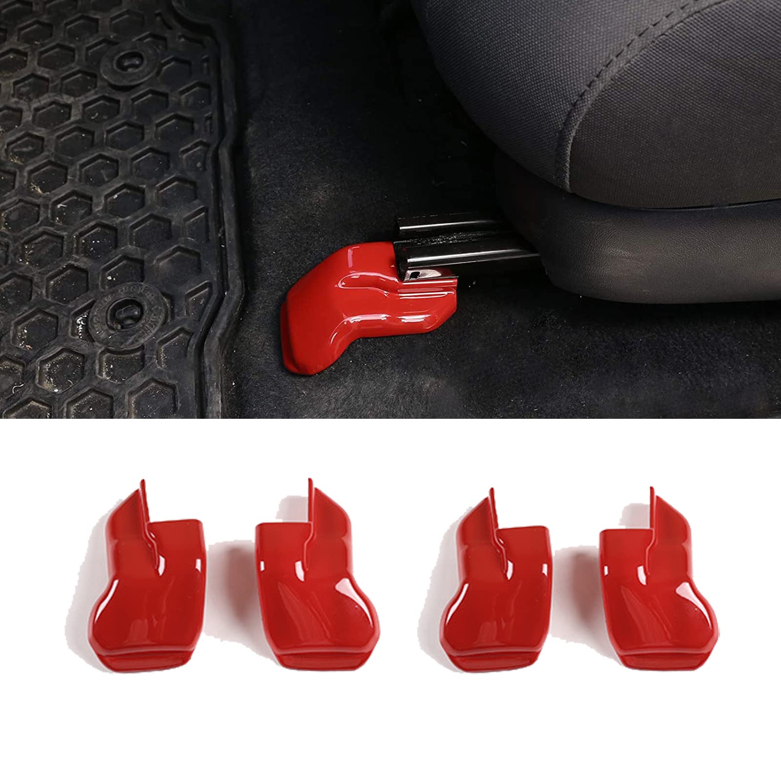 KEAIMEI Car Accessories Fit for 2016-2022 Toyota Tacoma Anti-dust Seat Bracket Fixing Bolts Cover Trims (Red) 4 PCS
