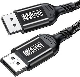 Cabo DisplayPort 16K 2.1, DP 2.1 80Gbps Cabo 3,3FT suporta 16K @60Hz, 10K@60Hz, 8K@120Hz HBR3 4K@240Hz 165Hz 144Hz 60Hz, HDCP DSC 1.2a, HDR10 FreeSync G-Sync para placa de vídeo de monitor de jogos