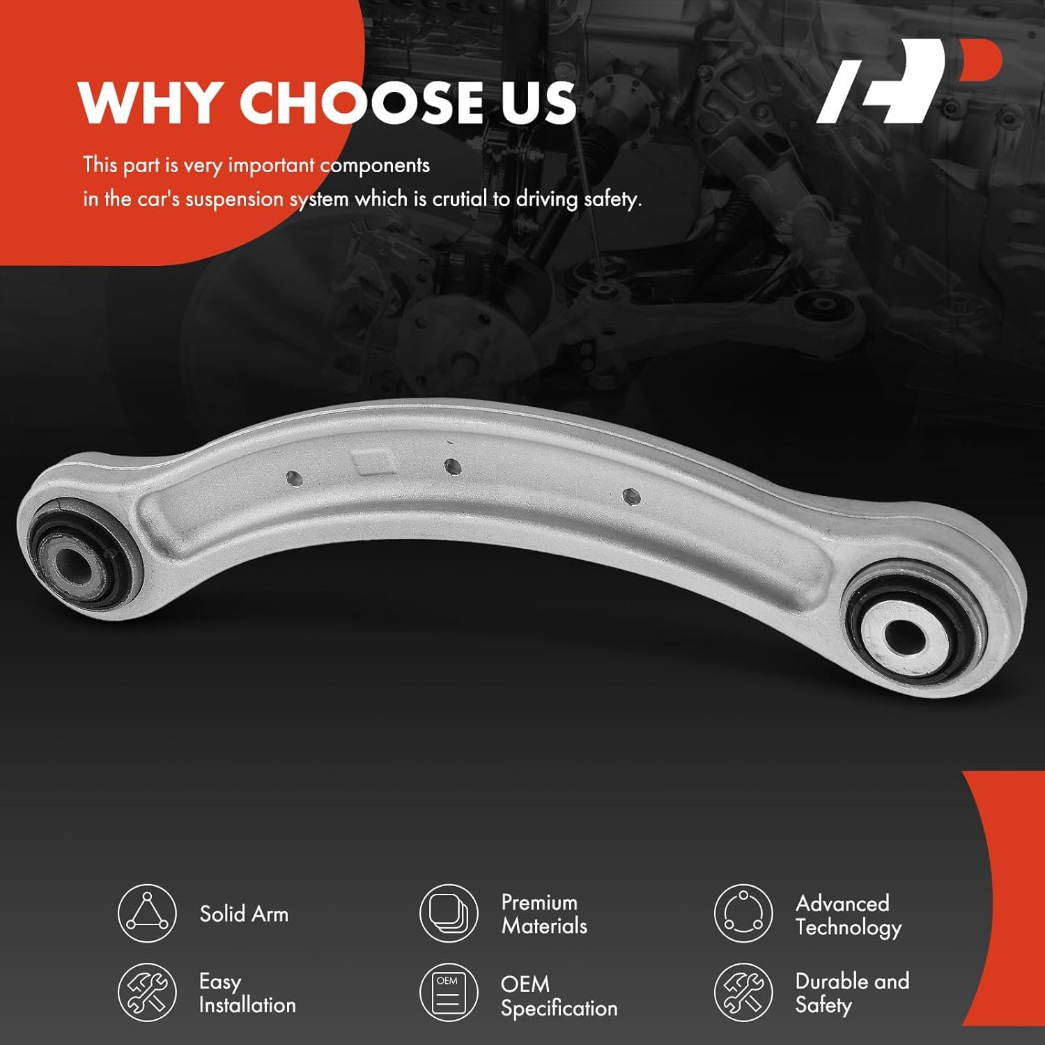 A-Premium Rear Forward Upper Control Arm, with Bushing, Compatible with Audi Q7 2007-2015, Porsche Cayenne 2003-2018, Volkswagen Touareg 2004-2017