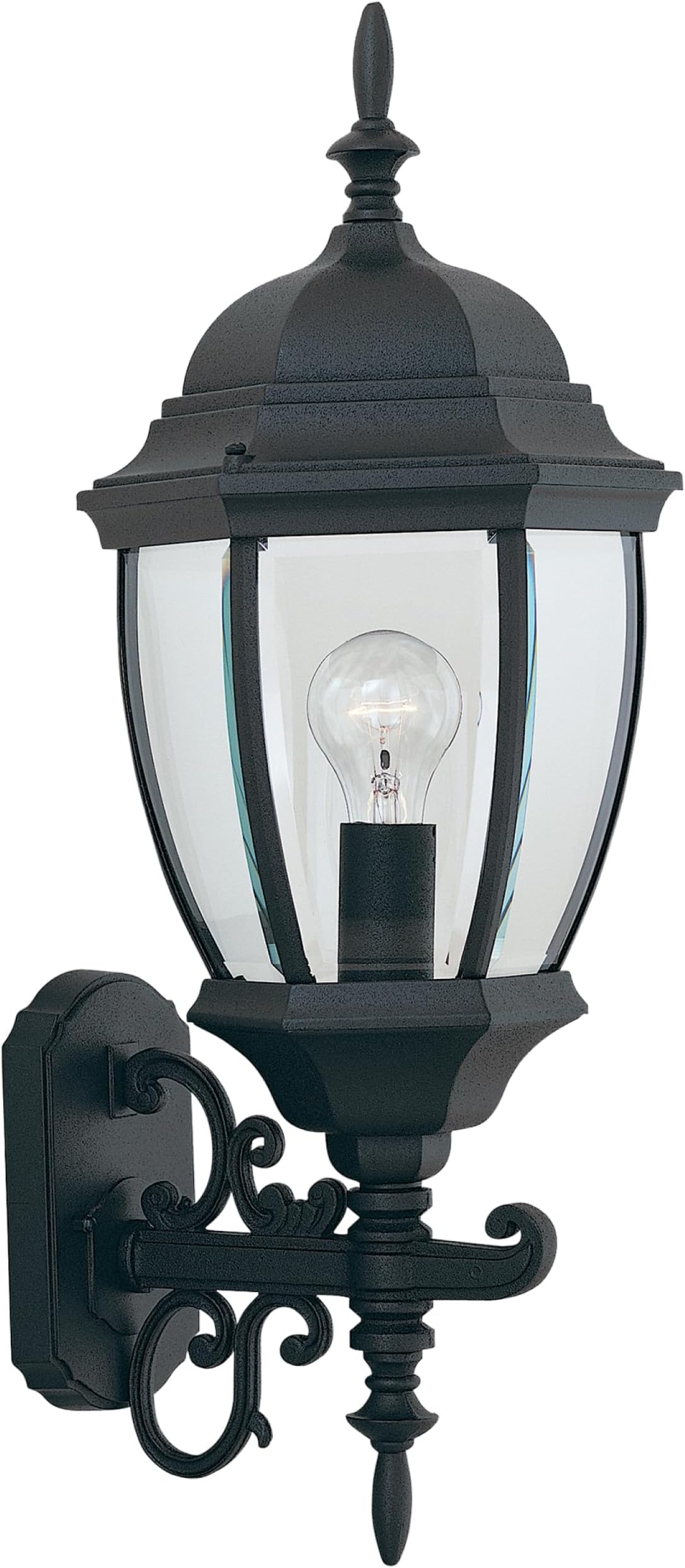 Tiverton Outdoor Light Fixture, 24.25 Inch Exterior Wall Lantern Sconce for Front Door, Patio and Porch, Black, 2432-BK