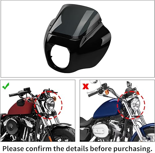 Miniatura 2 de TCMT Kit de montaje de soporte de parabrisas para carenado de un cuarto de faros para Harley Softail Low Rider FXLR 2018-2020 Street Bob FXBB