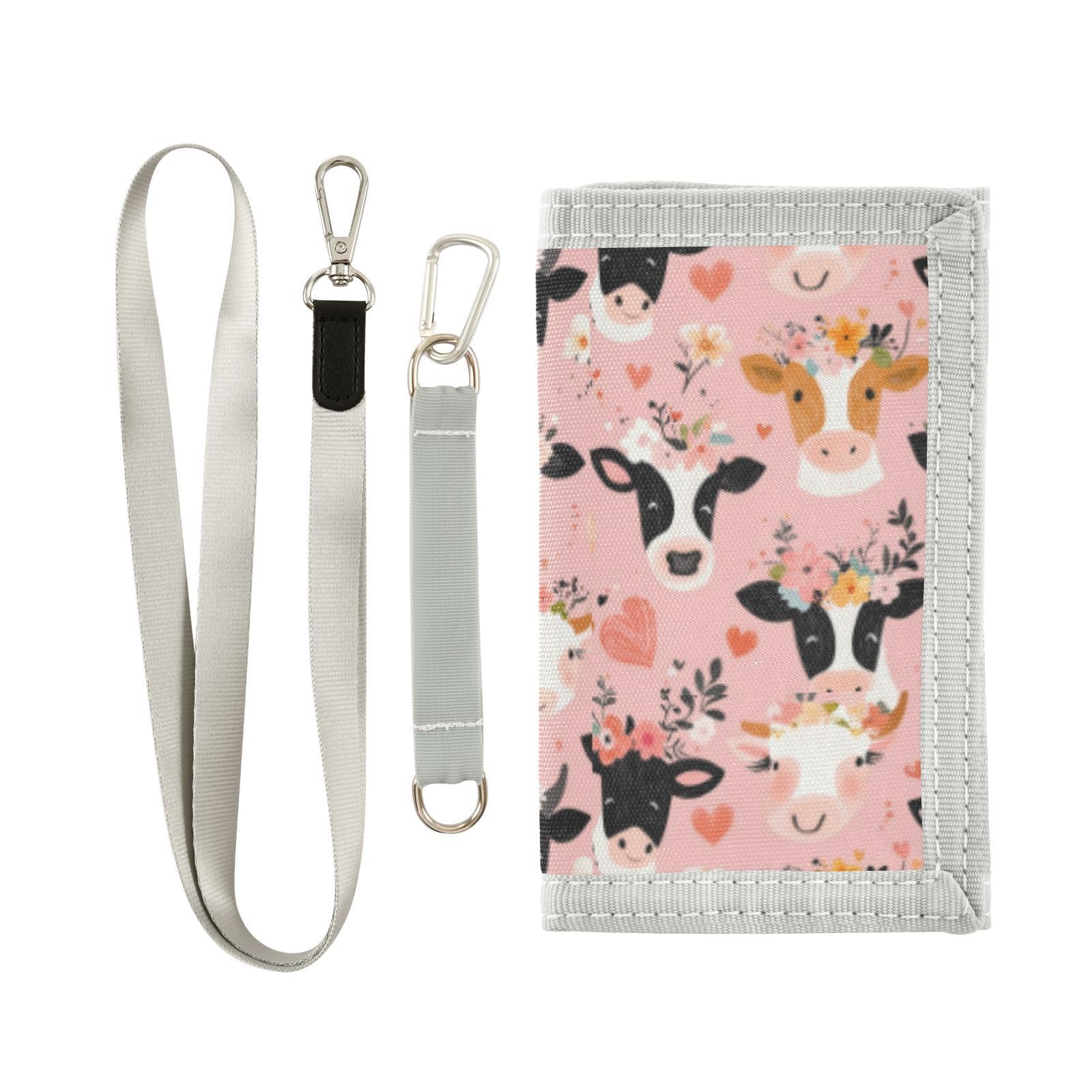 Wusikd Cow Faces Kids Wallet for Boys Girls Toddler Trifold Wallet Novelty Wallet for Teens Women Men