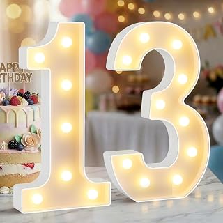 12.6 Inch Marquee Light Up Numbers 13 for Party Decorations