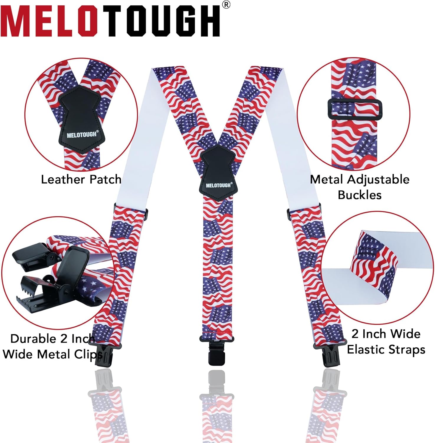 MELOTOUGH Men's Suspenders 2 Inch Wide Elastic Y Back Suspenders for Men Heavy Duty Suspender with Strong Clip for Pants - Image 8