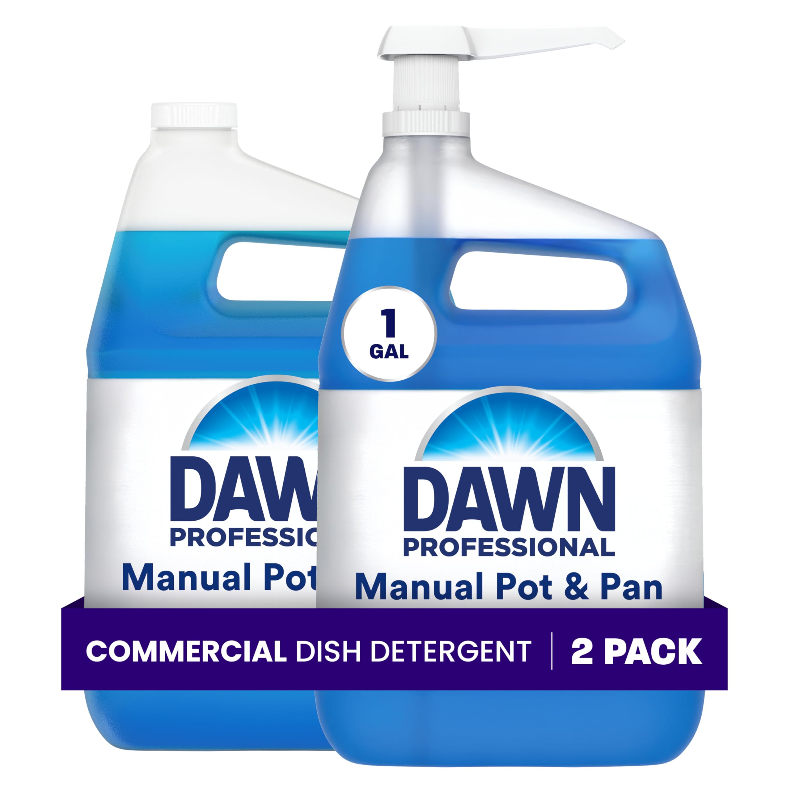 Dawn Professional Manual Pot and Pan Detergent, Dish Soap, Liquid Concentrate, 1 Gallon (Case of 2) with 1 Pump
