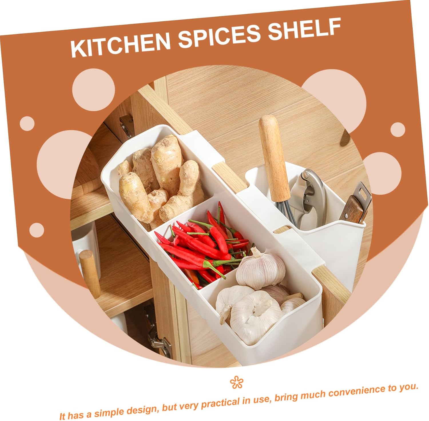 Over The Cabinet Door Organizer Hanging Basket for Kitchen Storage Ginger Garlic Container Capacity Compartment Case Spice Cabinet Organizer