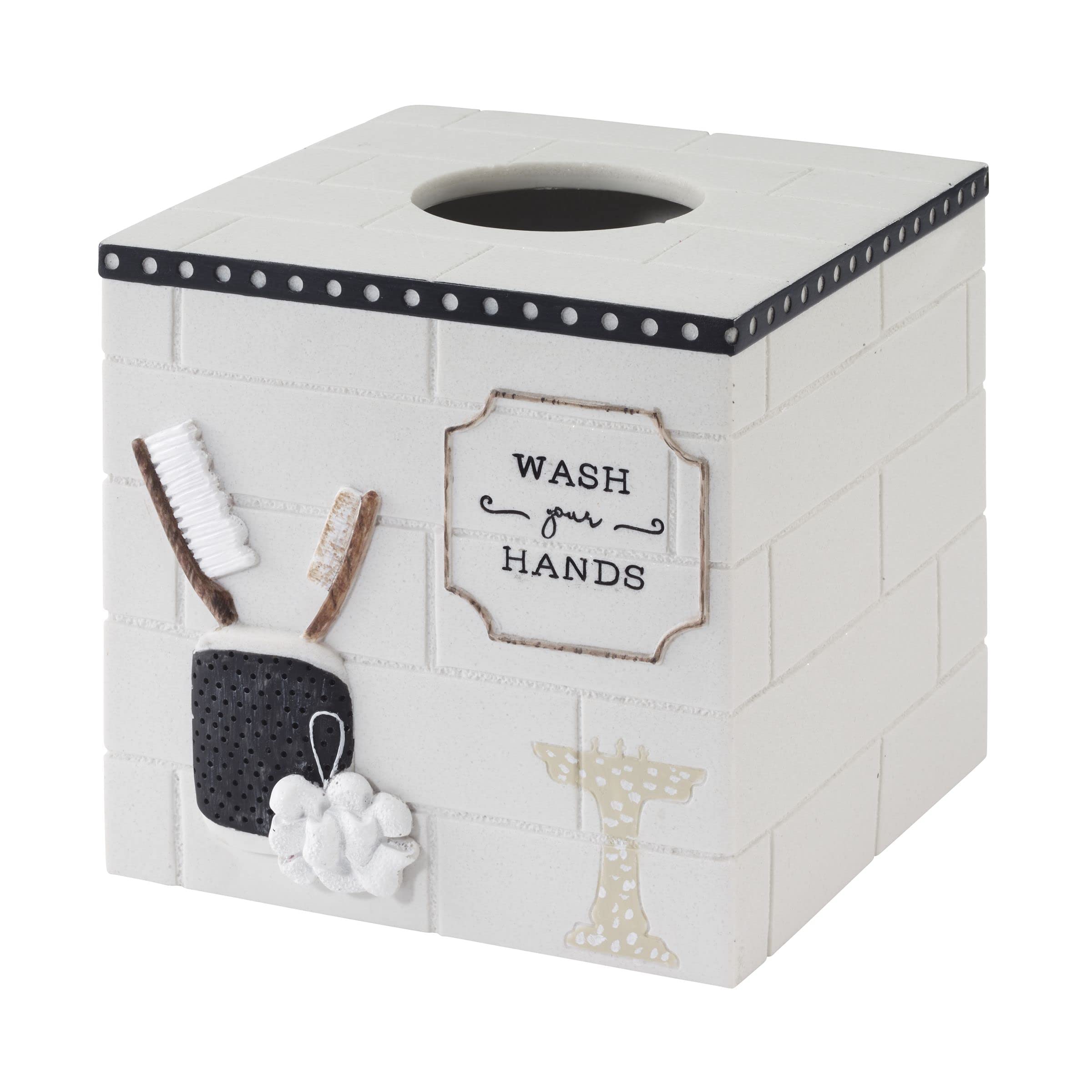 Avanti Linens - Tissue Box Cover, Guest Bathroom Essentials, Modern Home Decor (Bath Icons Collection)