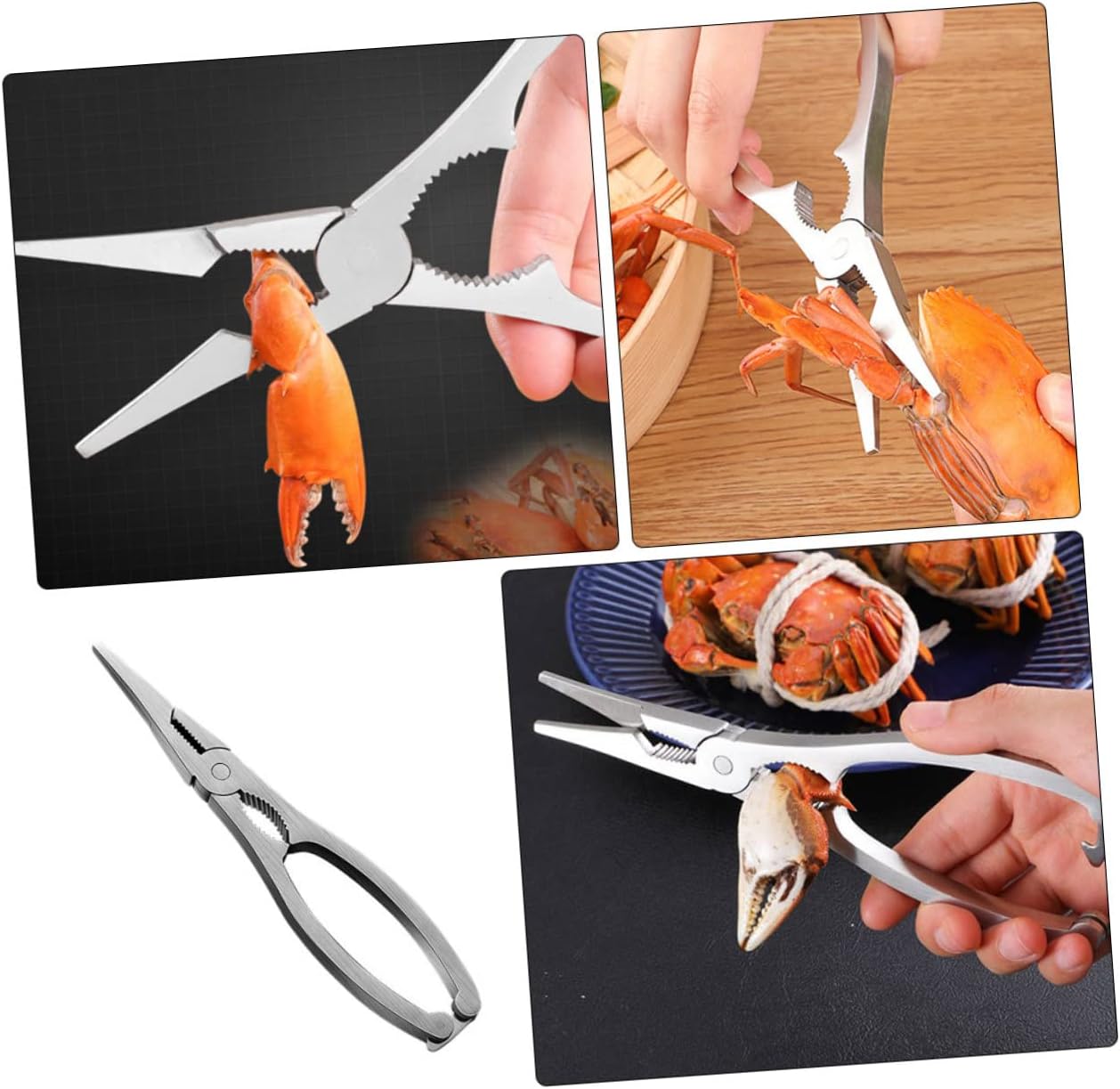 ULTECHNOVO 1Pc Stainless Steel Crab Scissors Ergonomic Seafood Clamp Tool for Easy Crab Lobster Eating Comfortable Design for