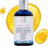 Vista 10 de Aceite de masaje de drenaje linfático con aceite de árnica y coco para recuperación poscirugía y masajeador de drenaje linfático, liposucción, 360