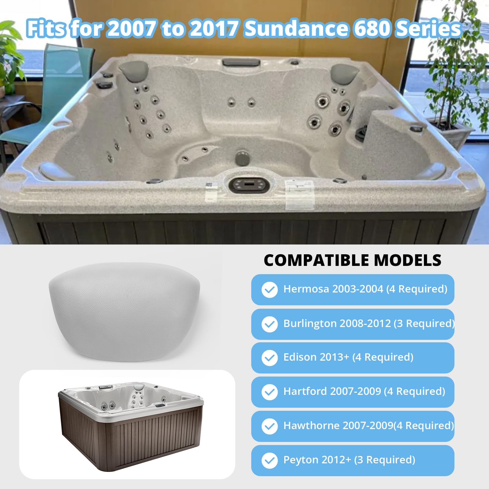 IWIWE 6472-970 680 umgekehrtes Kissen für 2007 bis 2017 Sundance 680 Series Spas und verschiedene Modelle (4 Stück)