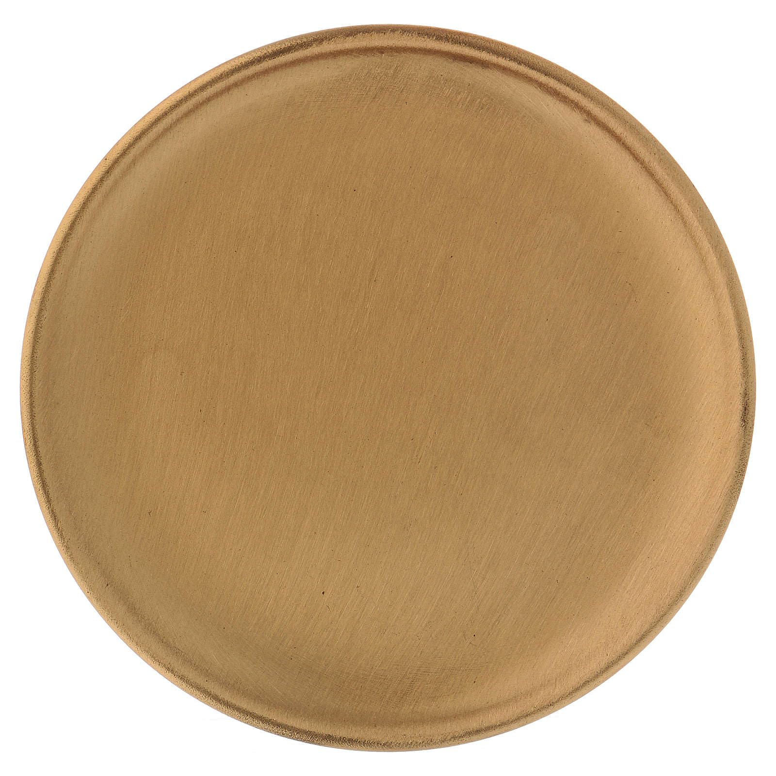Candle Holder Plate in satinised Gold-Plated Brass diam. 12 cm