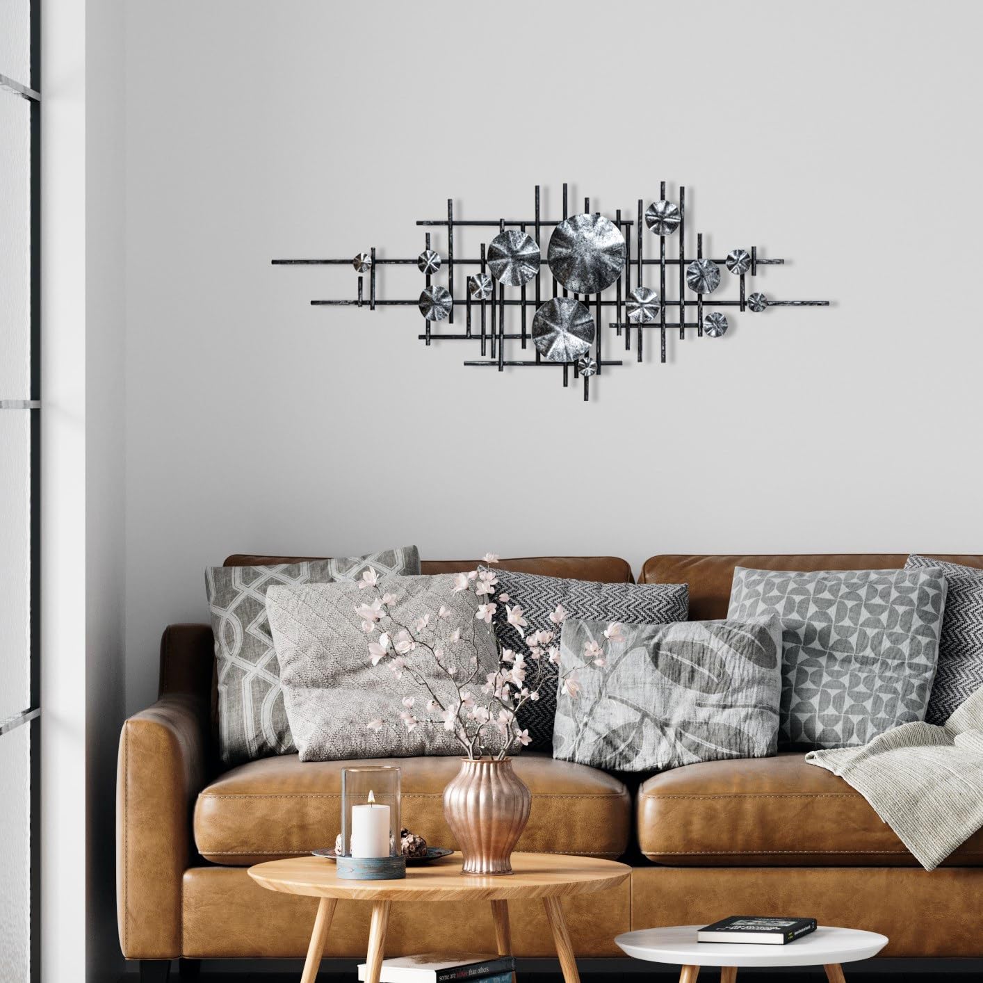 Hand-Painted Decorative Metal Wall Accessory, 113 x 7 x 44 cm, 100% Metal, 0.8 mm Thickness, Unique Art Piece for Home Decor, Colour Variations May Occur
