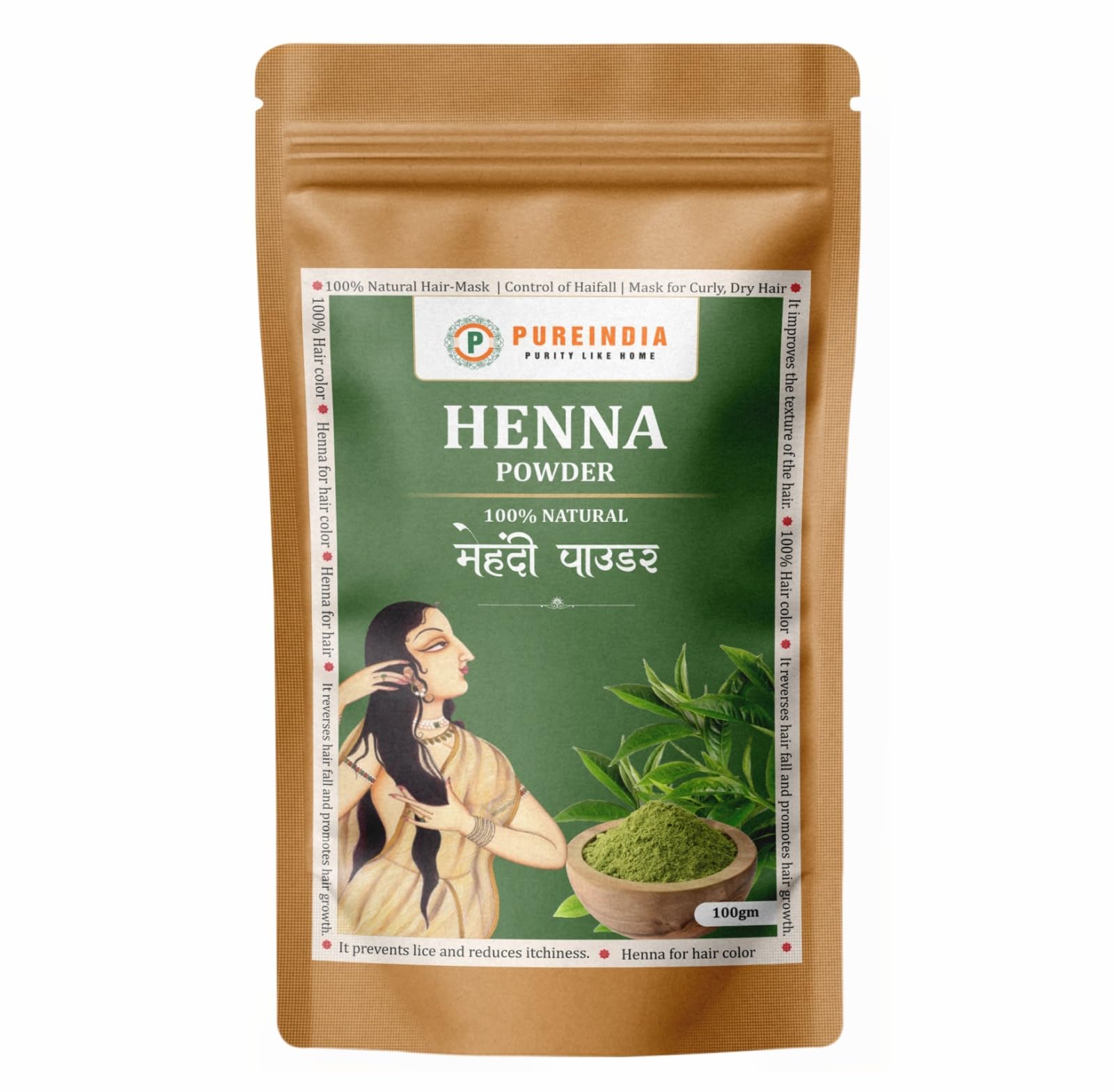 PUREINDIA Mehandi Powder, Fresh Henna Powder, for Hair, Hands & Feet,100% Natural Rajasthani Henna, Imparts Rich Brown Shade , For Men & Women , Natural Hair Colour, No More Chemical, With Amla, Ritha,Shikakai,Hibiscus & Bhringraj.200gm, Pack Of -1-image-41