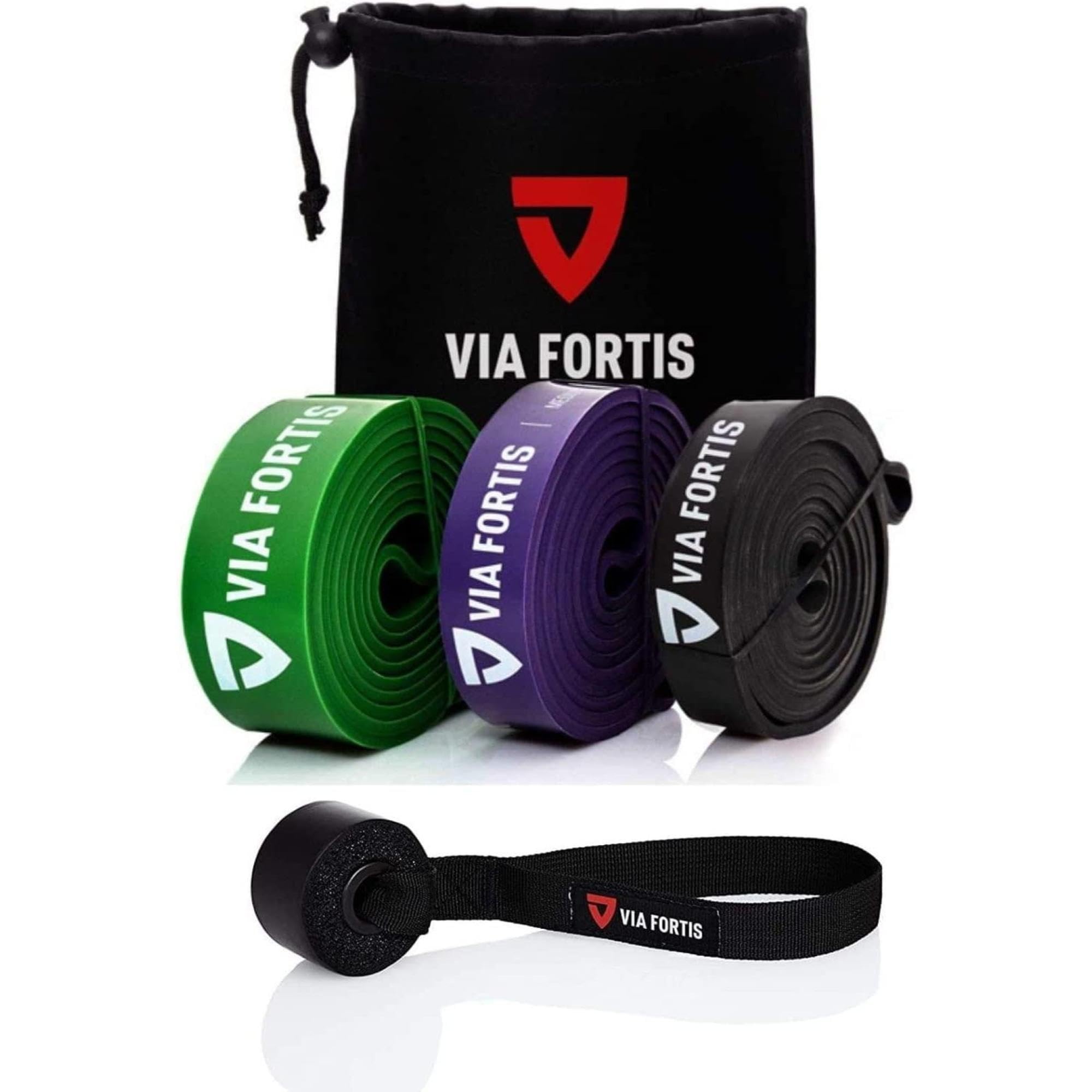 VIA FORTIS 3 Bandes De Résistance Extra-longues – 3 Niveaux, Ancre Porte Et Sac Inclus