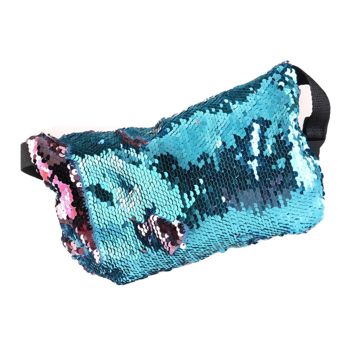 Yardenfun Sequins Waist Bag for Women Fanny Pack for Outdoor Activities Lightweight and Design Stylish Blue Pink Color for Casual Use