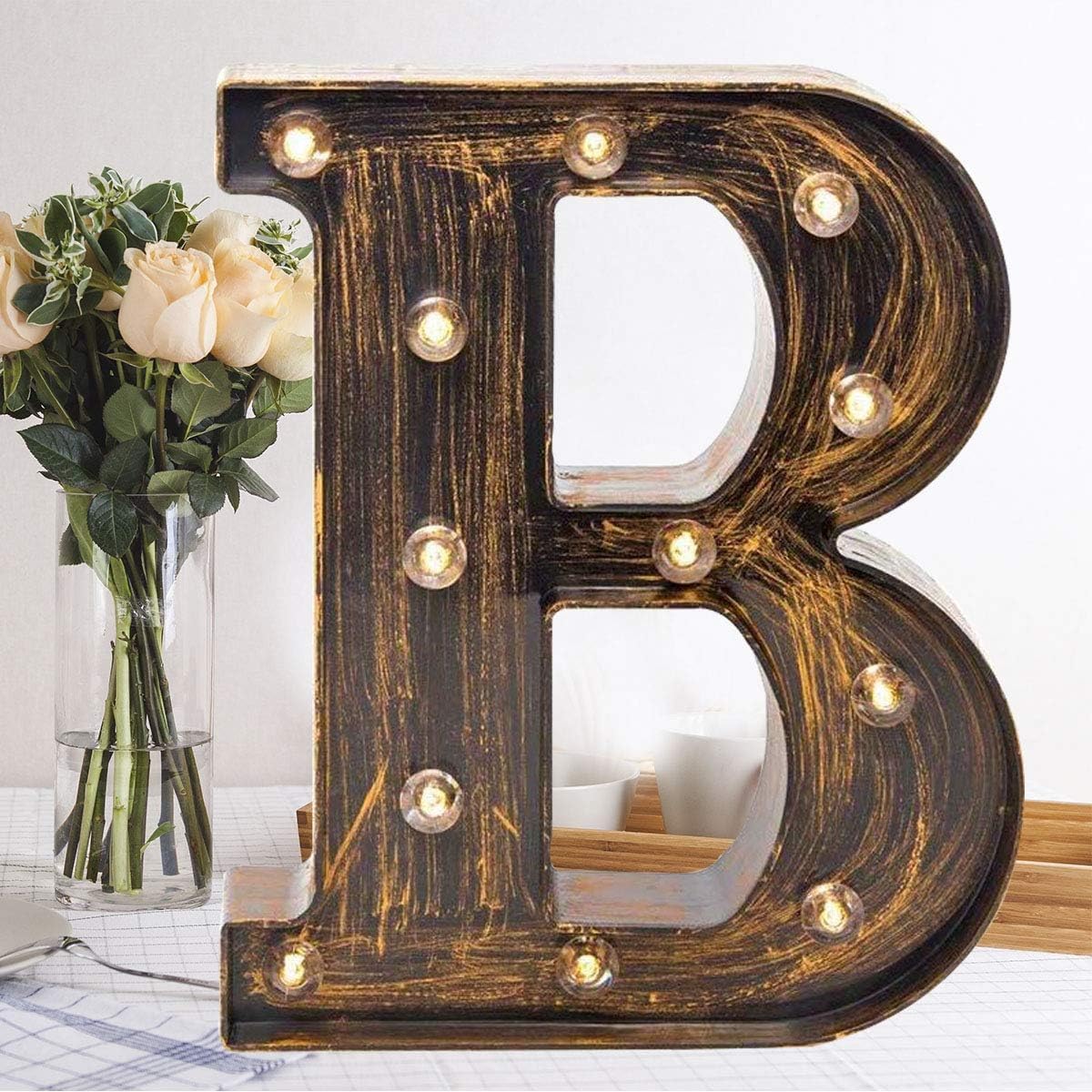 LED Letter Lights,Alphabet Light Up Sign, Battery Operated Decorative Letters for Home, Wedding, Party, Bar & Cafe Decor (B)