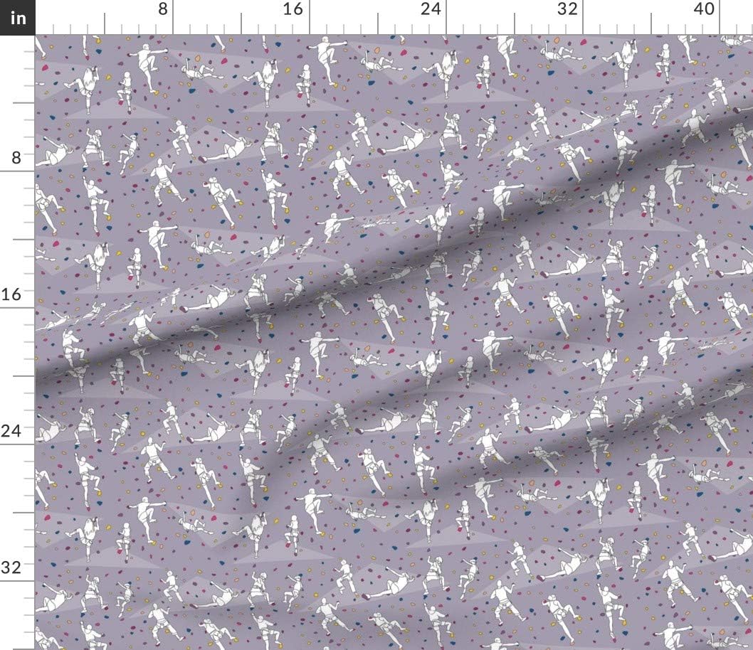 Spoonflower Fabric - Rock Climbers Pale Purple Climbing Mountain Rocks Girls Sports Outdoor Printed on Petal Signature Cotton Fabric by The Yard - Sewing Quilting Apparel Crafts Decor